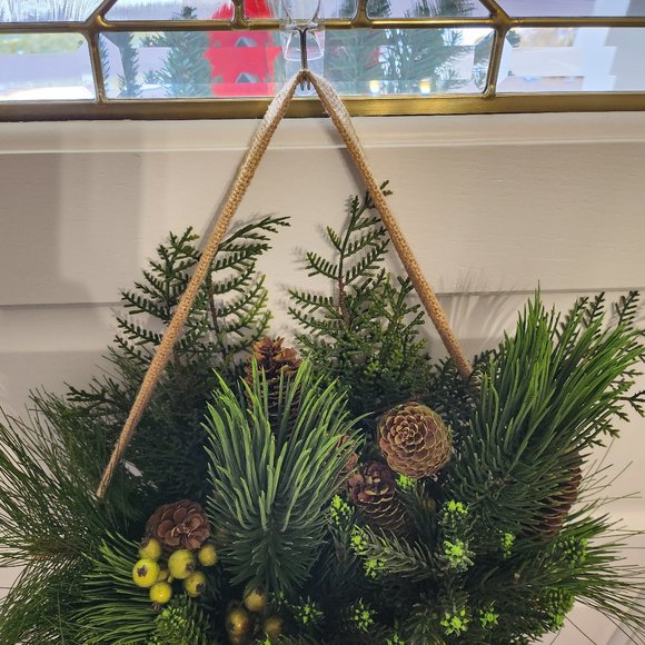 Faux Greenery and Berries in Galvanized Wall/Decor Pocket/Holiday Decor - Picture 5 of 10